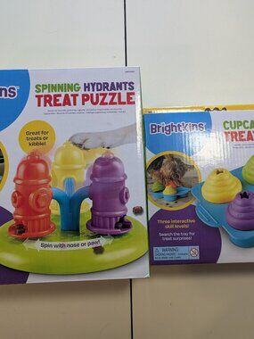 Lot of 2 Brightkins Dog Treat Puzzles - Spinning Hydrants and Cupcake Party!